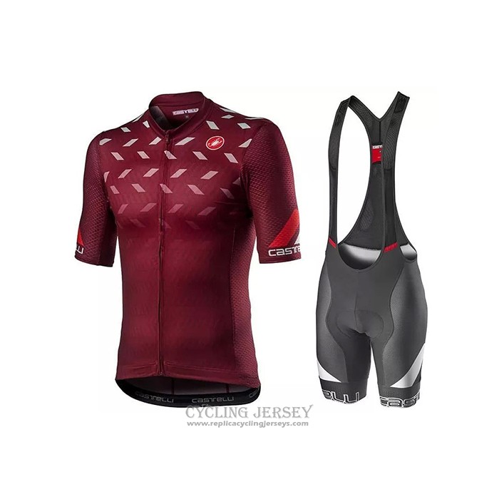 2021 Cycling Jersey Castelli Deep Red Short Sleeve And Bib Short (5)